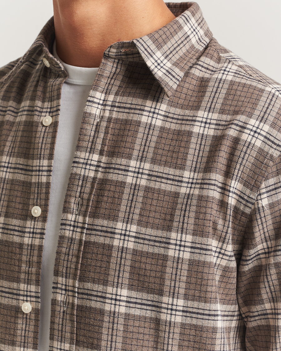Herr | Skjortor | GANT | Regular Fit Checked Flannel Shirt Dark Hazelnut Melange