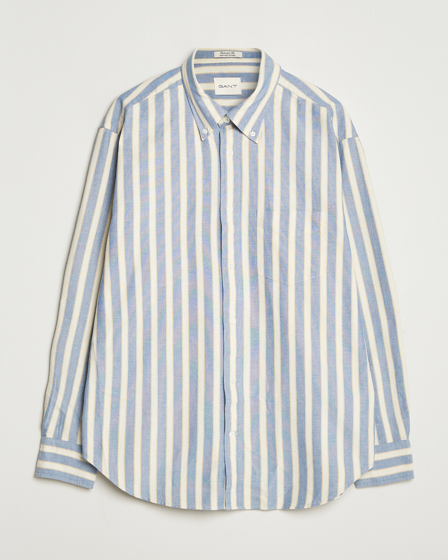 Herr | Skjortor | GANT | Relaxed Fit Striped Heritage Oxford Shirt Blue Water