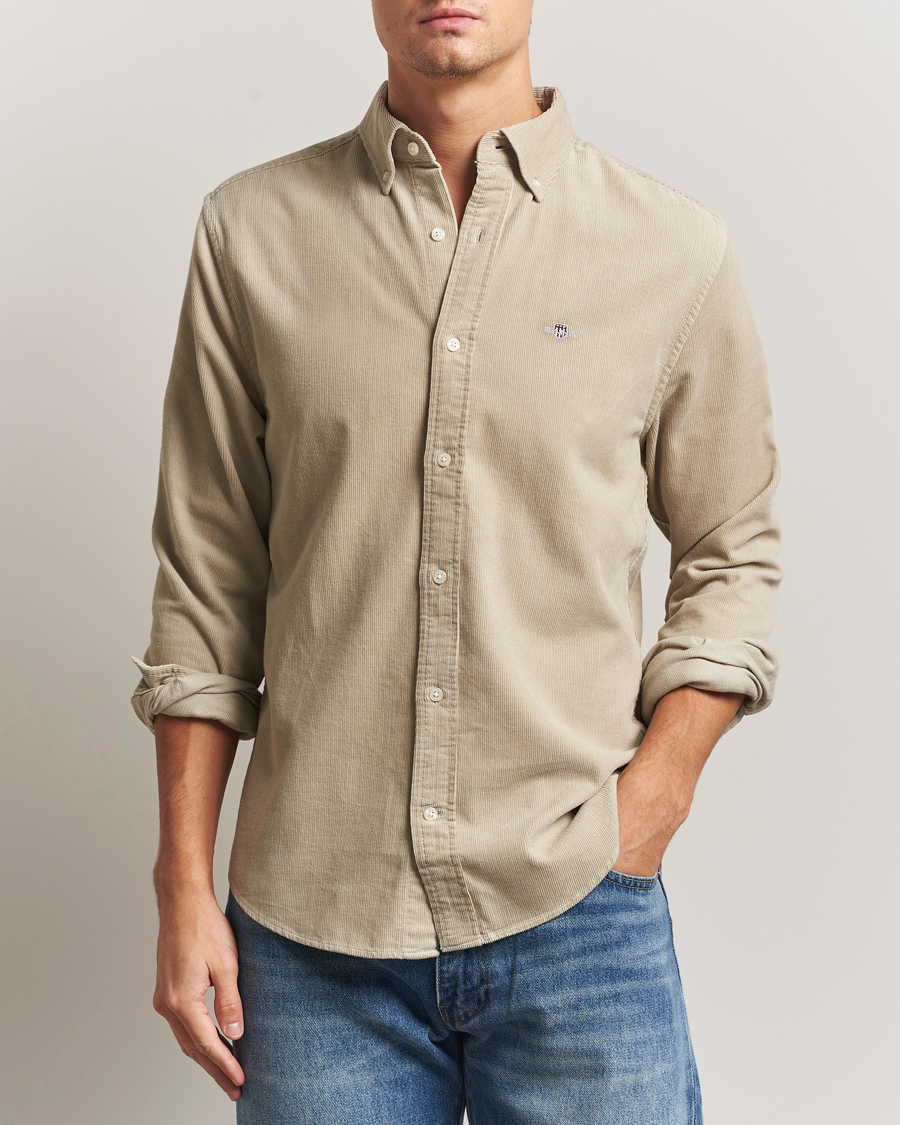 Herr | Skjortor | GANT | Regular Fit Corduroy Shirt Greige