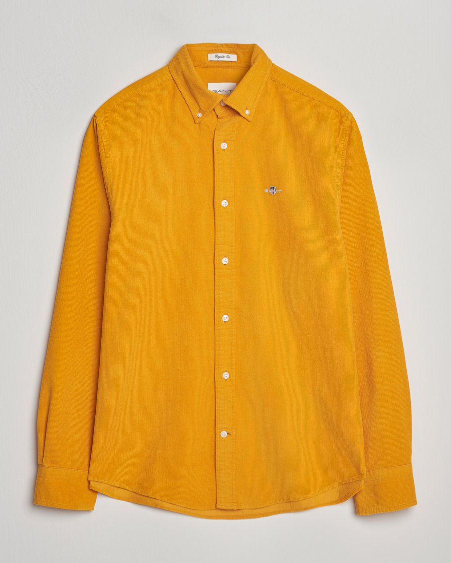 Herr | Skjortor | GANT | Regular Fit Corduroy Shirt Yellow Lichen