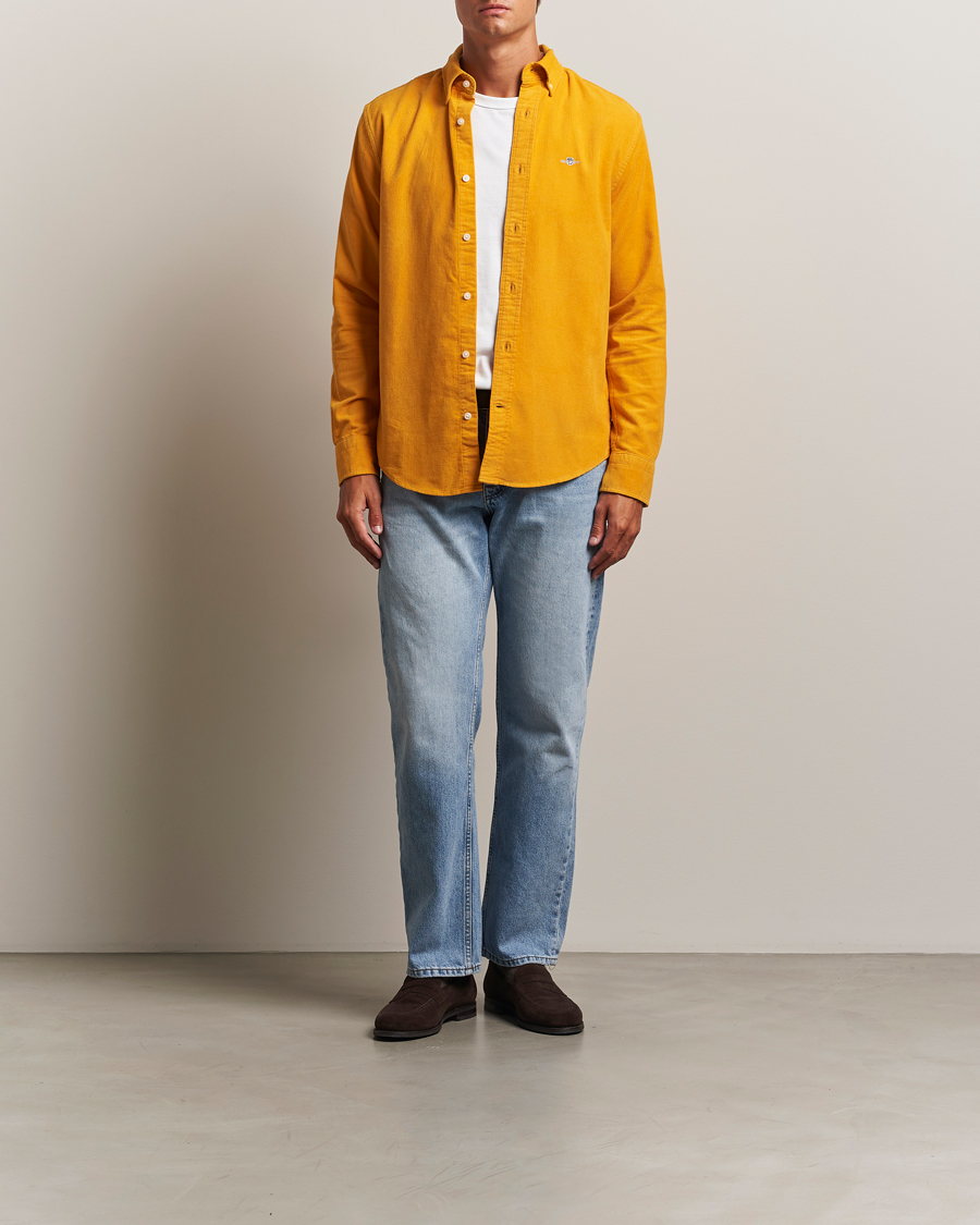 Herr | Skjortor | GANT | Regular Fit Corduroy Shirt Yellow Lichen