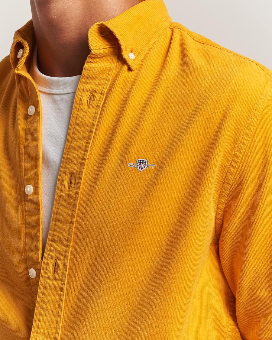 Herr | Skjortor | GANT | Regular Fit Corduroy Shirt Yellow Lichen