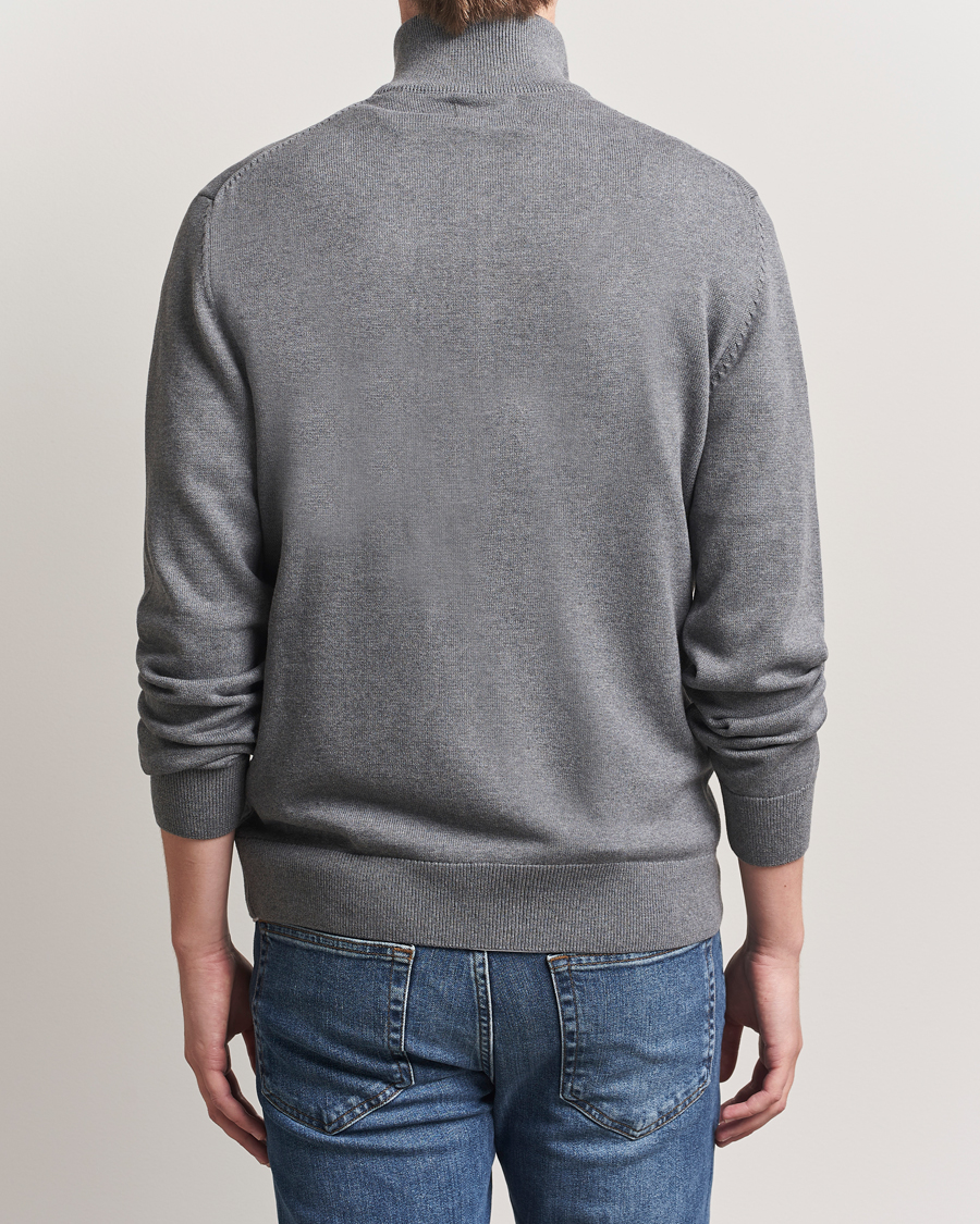 Herr | Tröjor | GANT | Casual Cotton Full Zip Dark Grey Melange