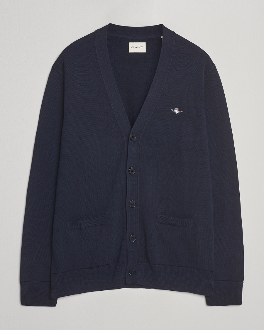 Herr | Tröjor | Gant | Casual Cotton Cardigan Evening Blue