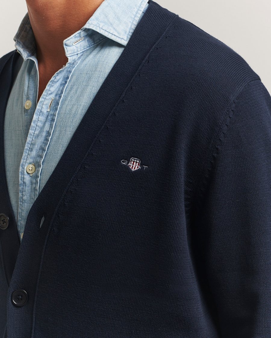 Herr | Tröjor | Gant | Casual Cotton Cardigan Evening Blue
