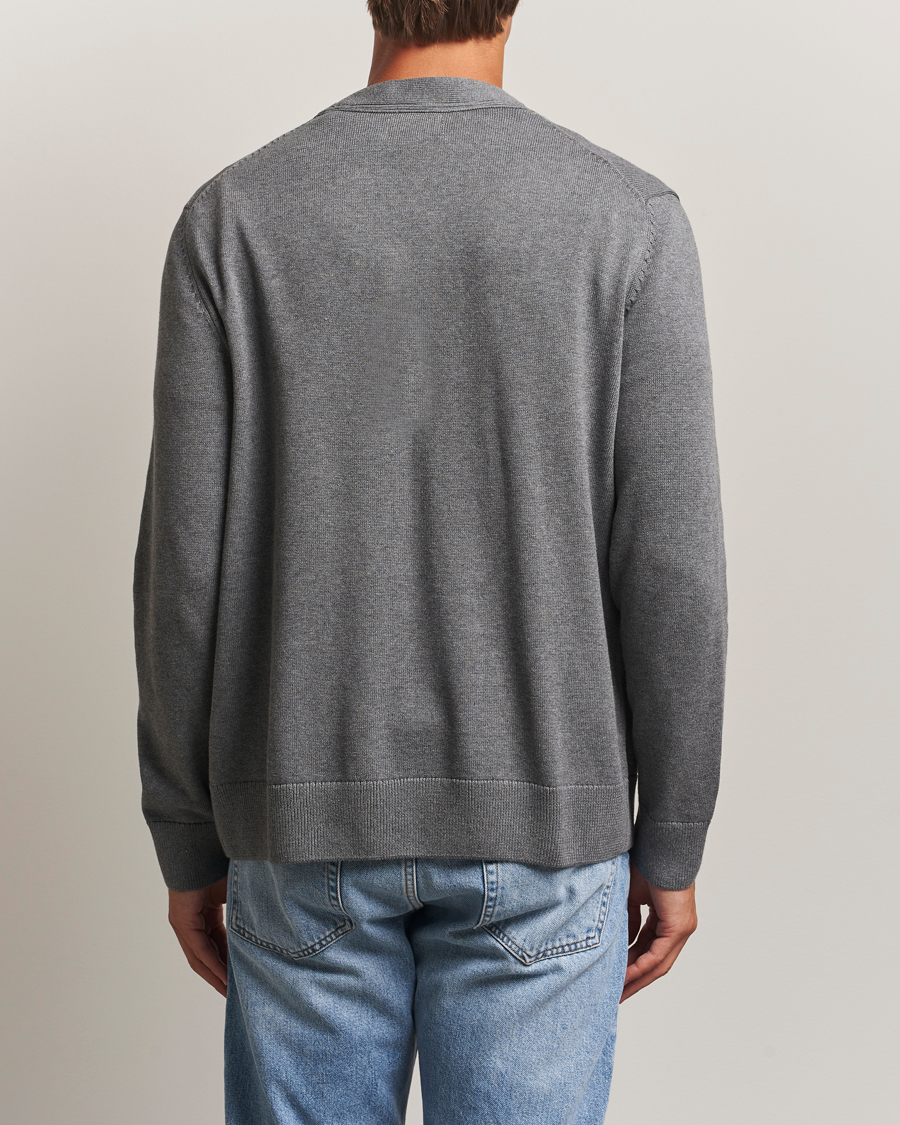 Herr | Tröjor | Gant | Casual Cotton Cardigan Dark Grey Melange