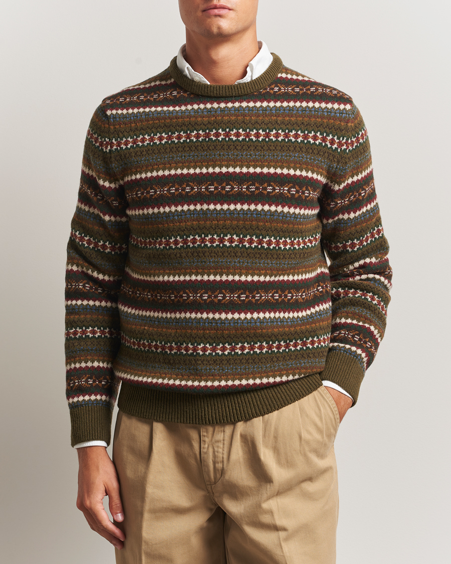 Herr | Tröjor | Gant | Fair Isle Knitted Crew Neck Sweater Country Green