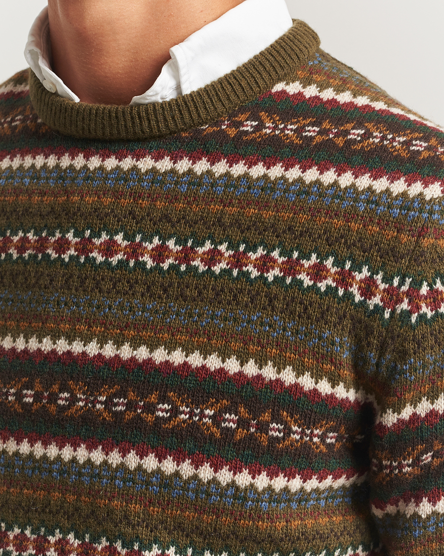 Herr | Tröjor | GANT | Fair Isle Knitted Crew Neck Sweater Country Green