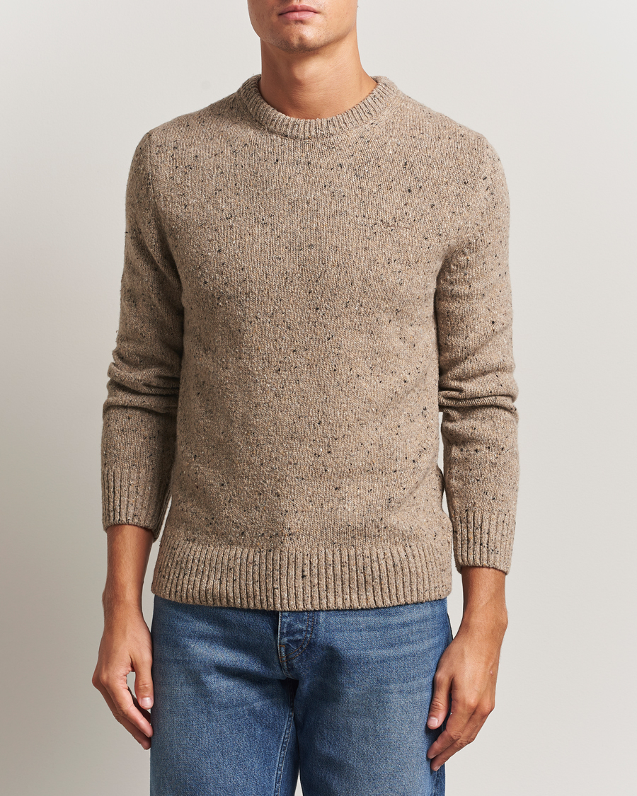 Herr | Tröjor | GANT | Neps Wool Crew Neck Sand Melange