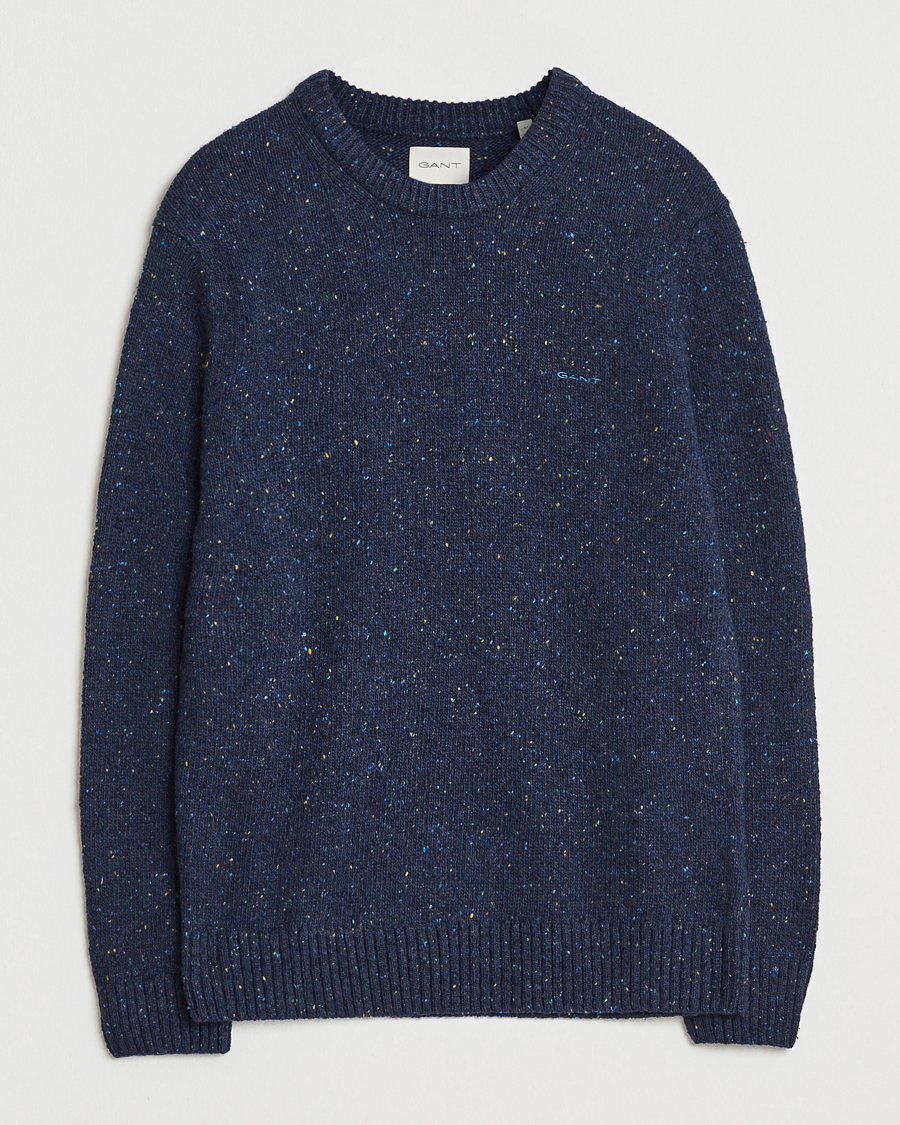Herr | Tröjor | GANT | Neps Wool Crew Neck Evening Blue