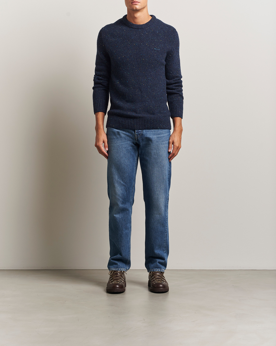 Herr | Tröjor | GANT | Neps Wool Crew Neck Evening Blue
