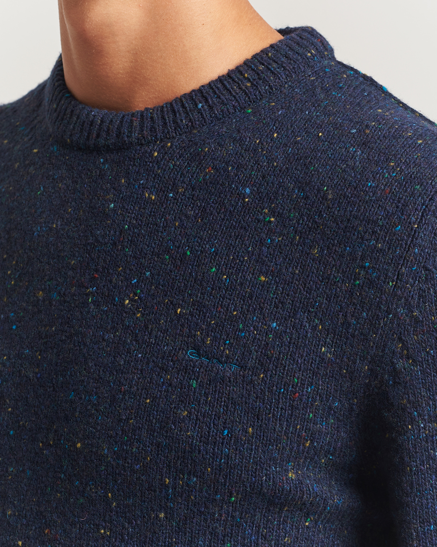 Herr | Tröjor | GANT | Neps Wool Crew Neck Evening Blue