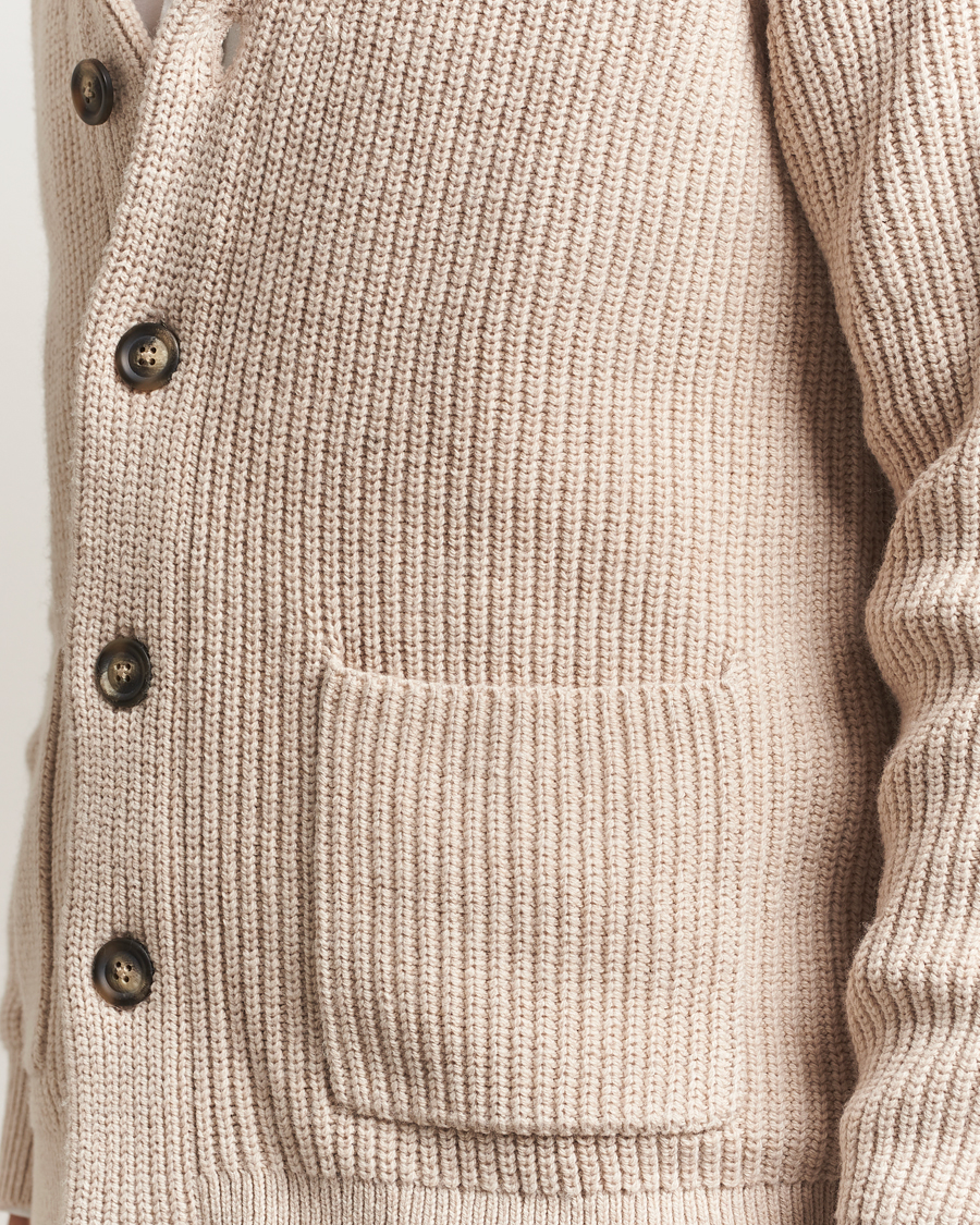 Herr | Tröjor | GANT | Wool Knitted Shawl Collar Cardigan Light Beige Melange