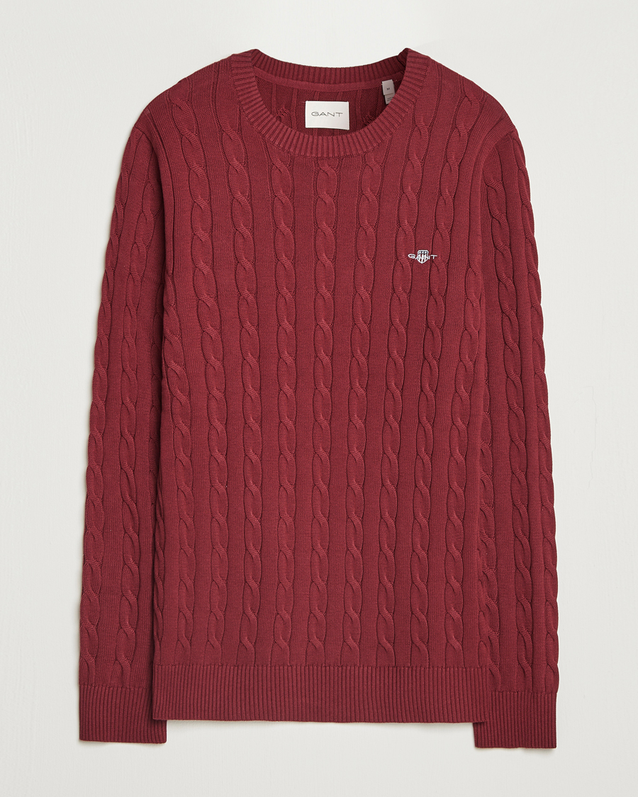 Herr | Tröjor | GANT | Cotton Cable Crew Neck Plumped Red