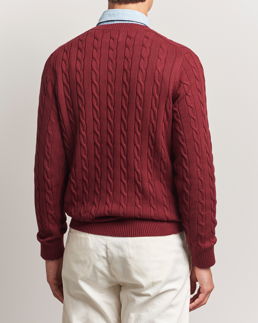 Herr | Tröjor | GANT | Cotton Cable Crew Neck Plumped Red