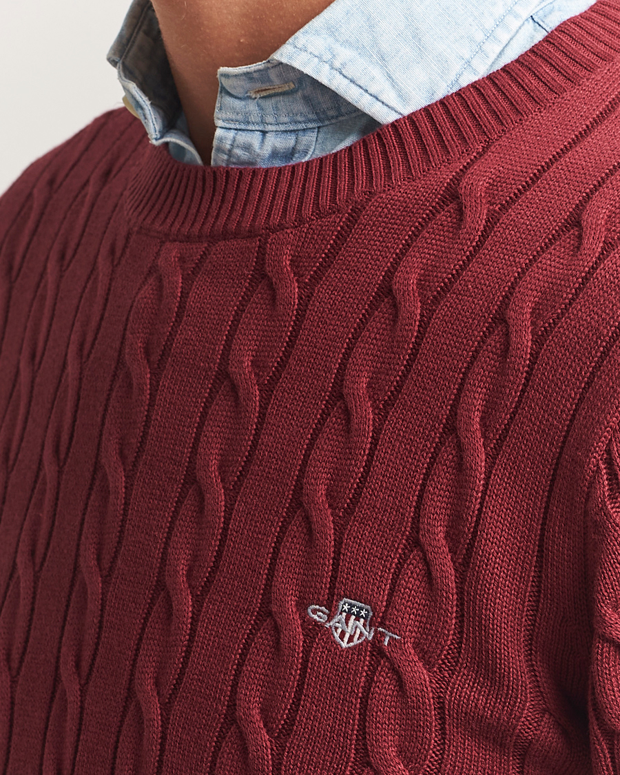 Herr | Tröjor | GANT | Cotton Cable Crew Neck Plumped Red