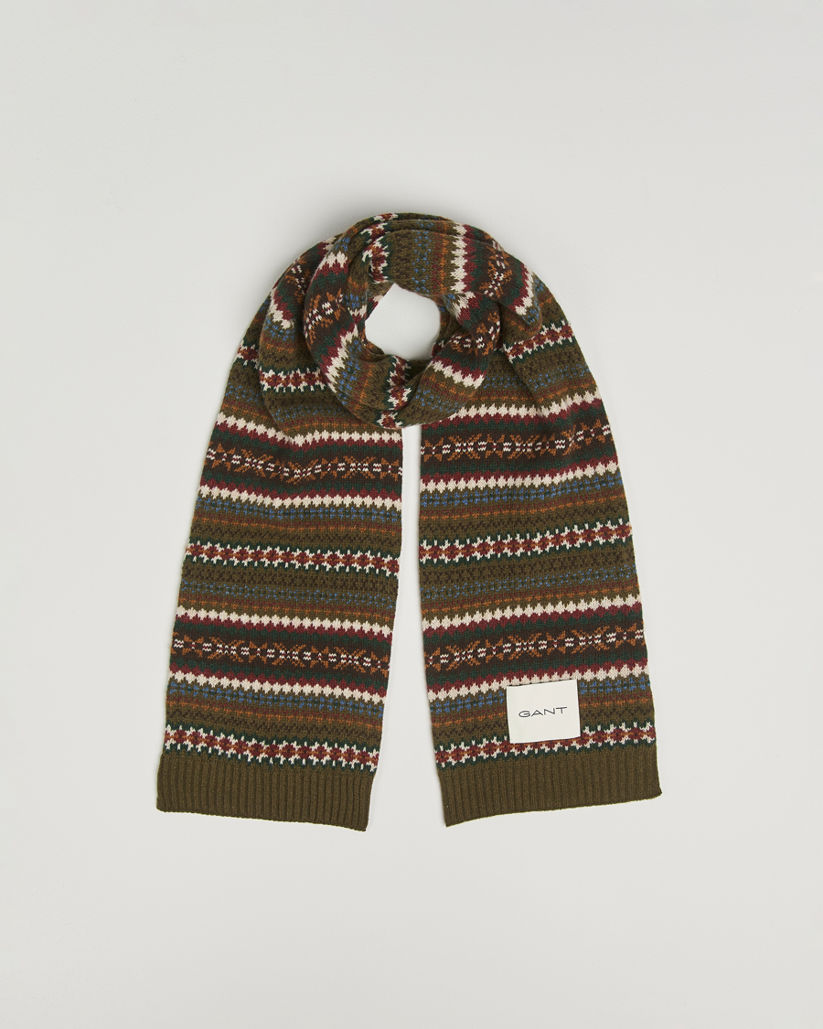 Herr | Halsdukar | GANT | Fair Isle Scarf Country Green