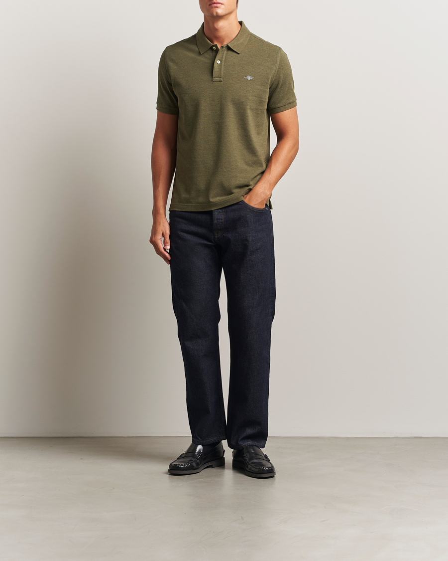Herr | Pikéer | GANT | The Original Polo Khaki Green Melange