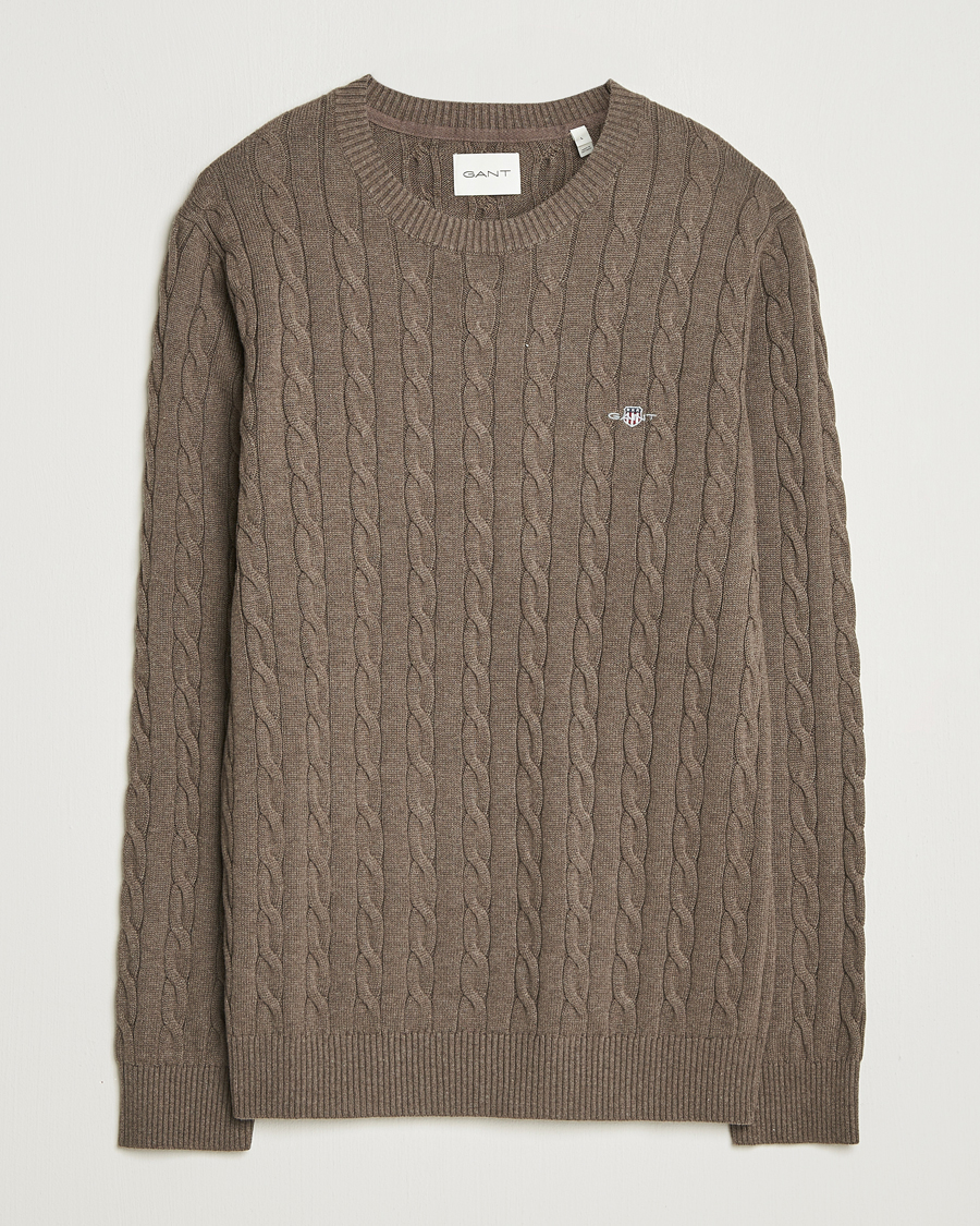 Herr | Tröjor | GANT | Cotton Cable Crew Neck Pullover Seawood Melange