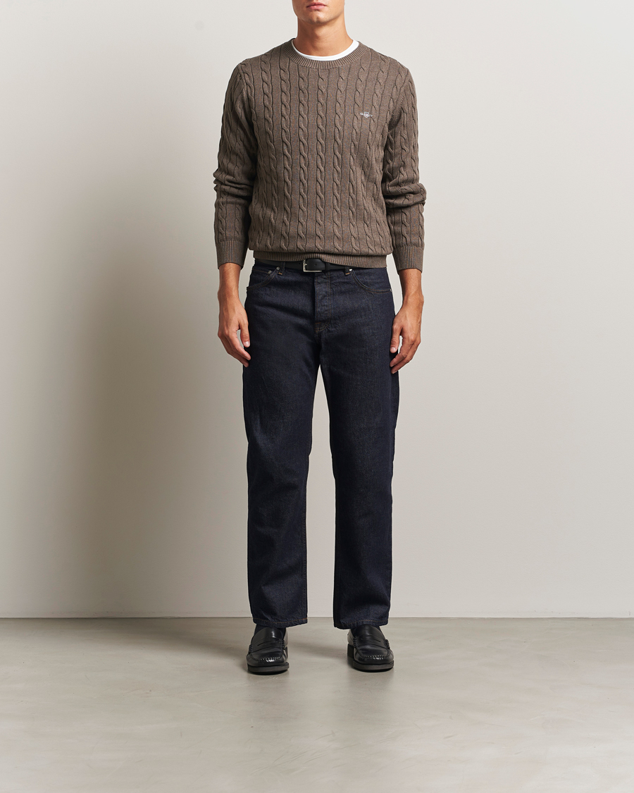 Herr | Tröjor | GANT | Cotton Cable Crew Neck Pullover Seawood Melange