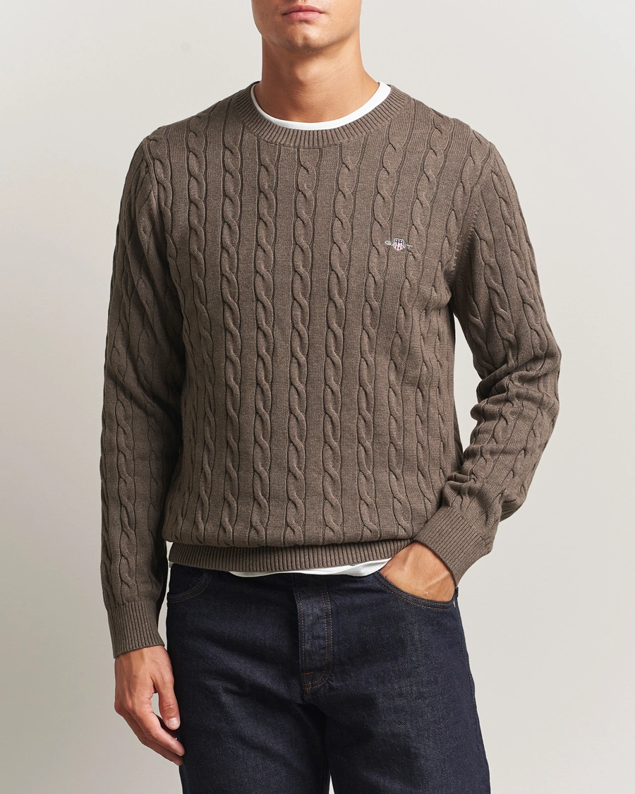 Herr | Tröjor | GANT | Cotton Cable Crew Neck Pullover Seawood Melange