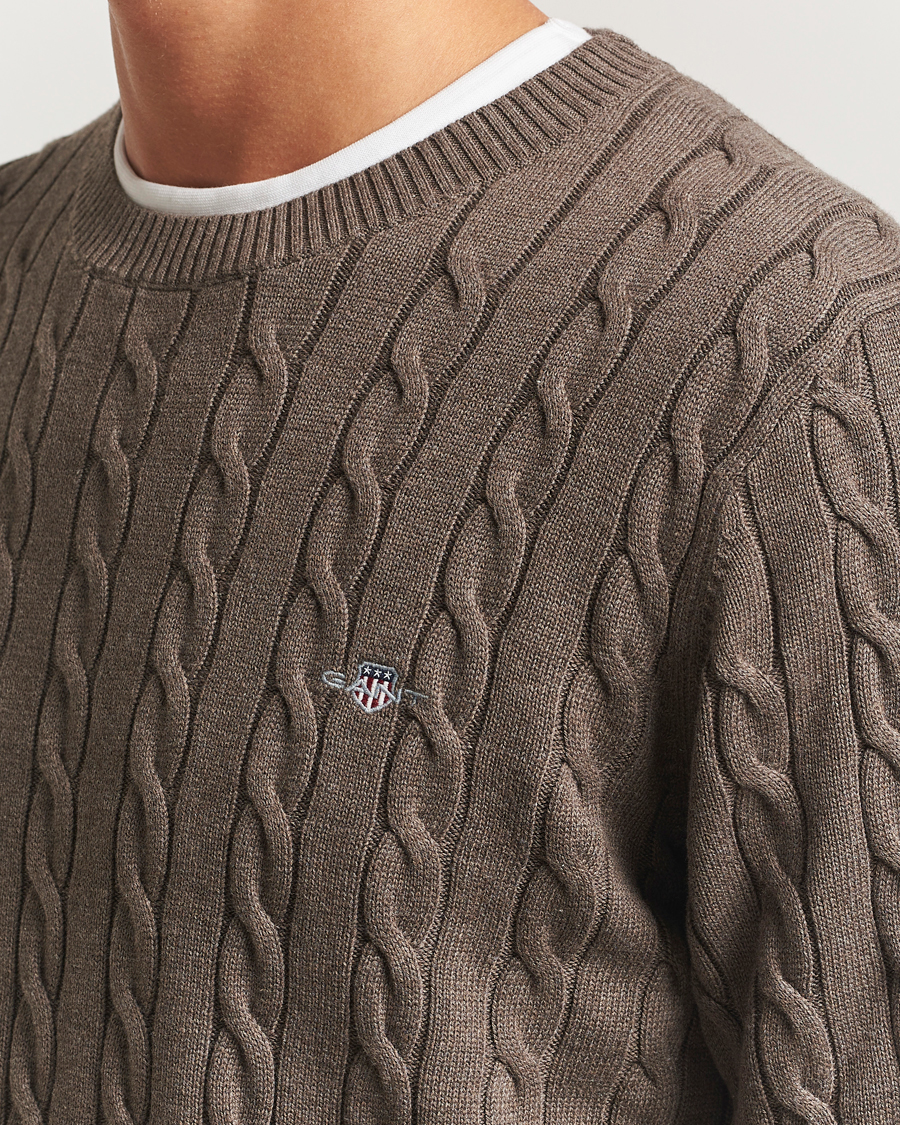 Herr | Tröjor | GANT | Cotton Cable Crew Neck Pullover Seawood Melange