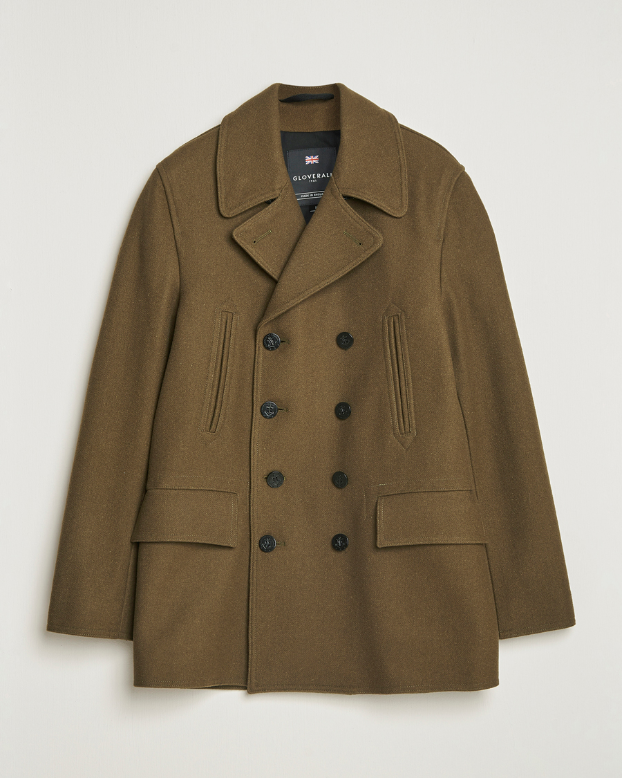 Herr | Jackor | Gloverall | Churchill Reefer Peacoat Loden Green