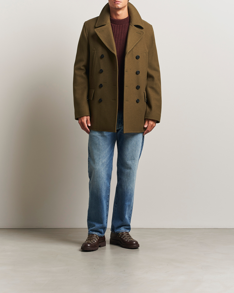 Herr | Jackor | Gloverall | Churchill Reefer Peacoat Loden Green
