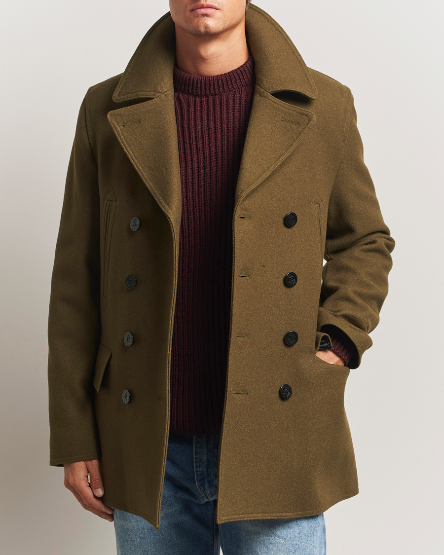 Herr | Jackor | Gloverall | Churchill Reefer Peacoat Loden Green