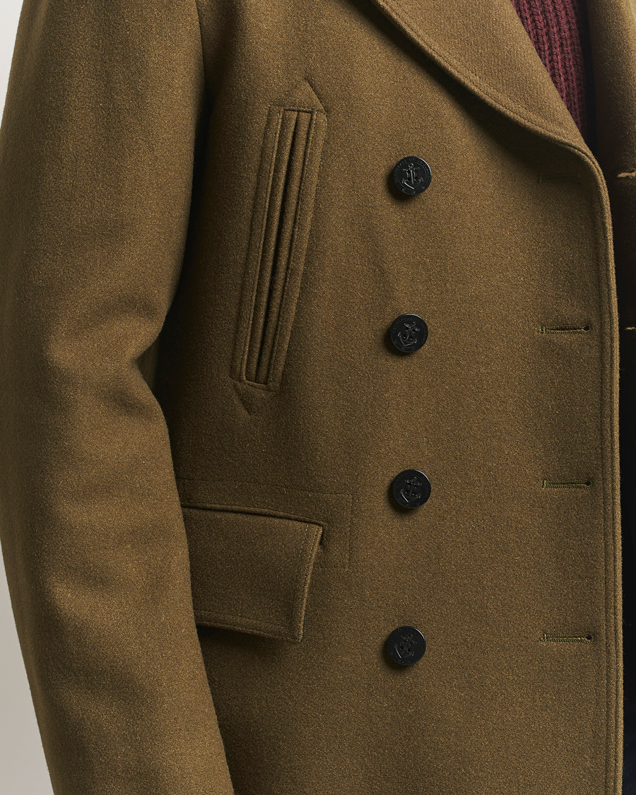 Herr | Jackor | Gloverall | Churchill Reefer Peacoat Loden Green
