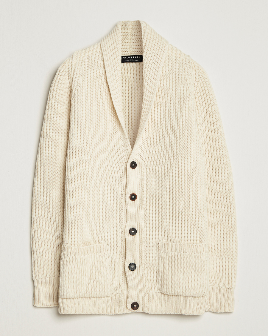 Herr | Tröjor | Gloverall | Shawl Collar Cardigan Ecru