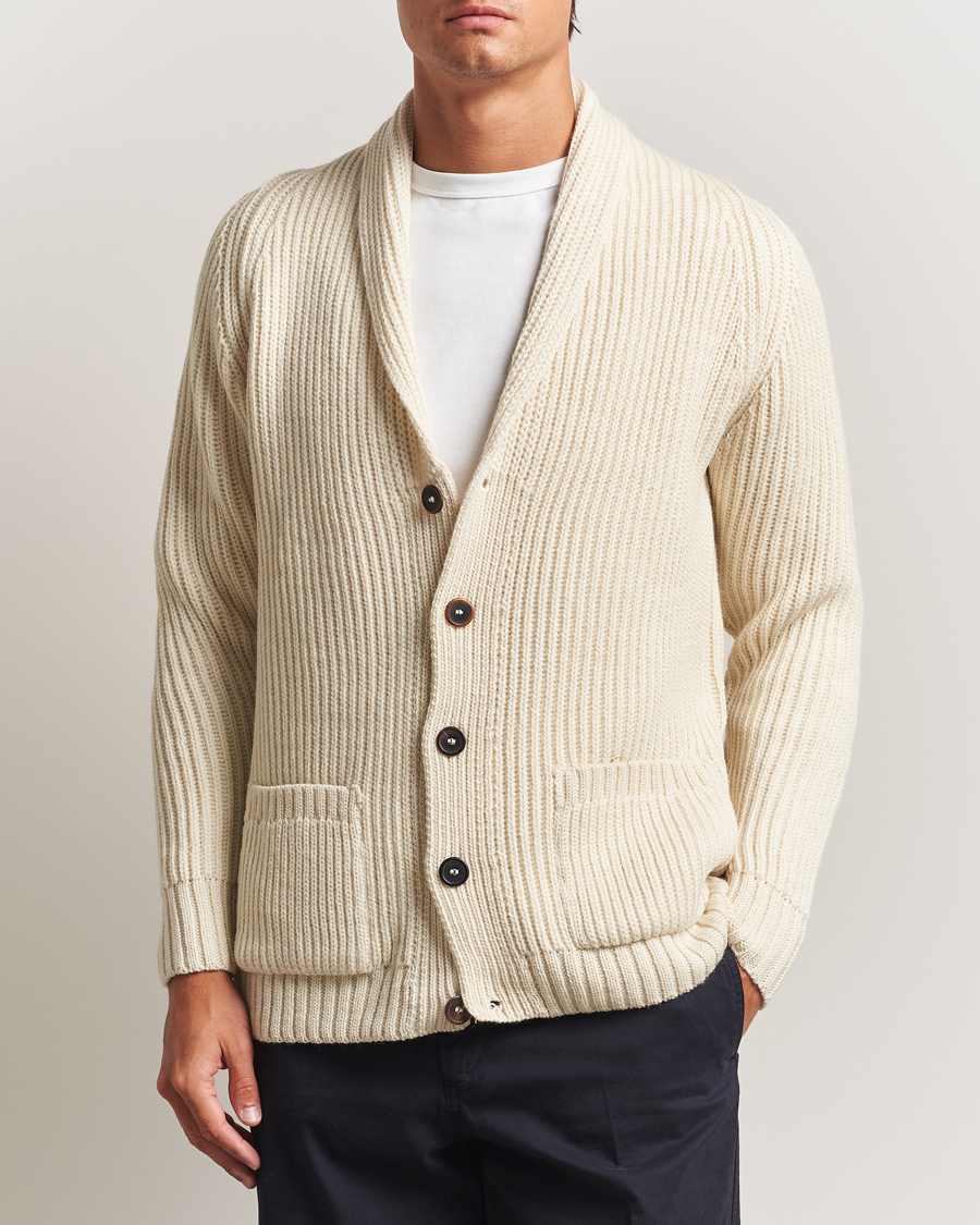 Herr | Tröjor | Gloverall | Shawl Collar Cardigan Ecru