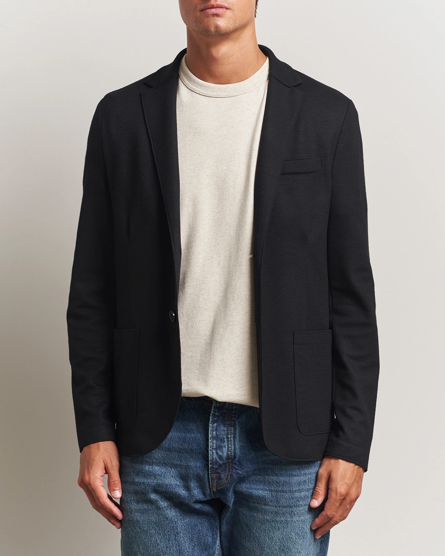 Herr | Kavajer | Harris Wharf London | Two Button Superfine Merino Blazer Black