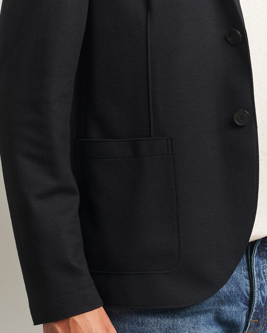 Herr | Kavajer | Harris Wharf London | Two Button Superfine Merino Blazer Black