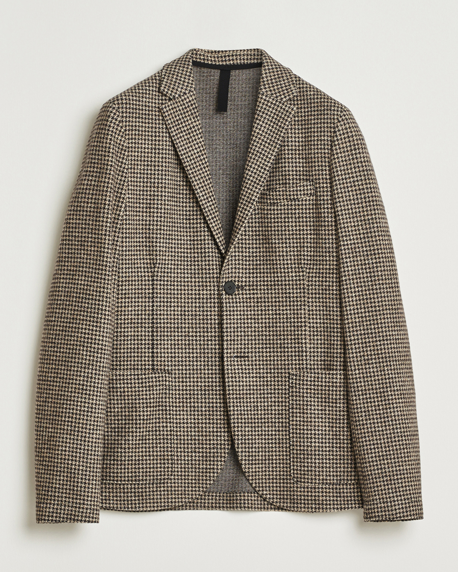 Herr | Kavajer | Harris Wharf London | Two Button Houndstooth Blazer Beige