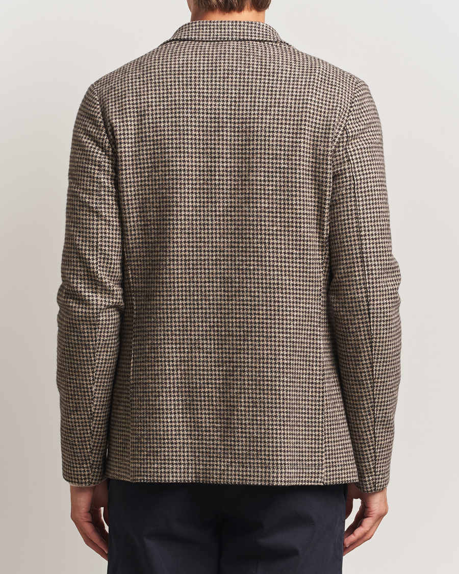 Herr | Kavajer | Harris Wharf London | Two Button Houndstooth Blazer Beige