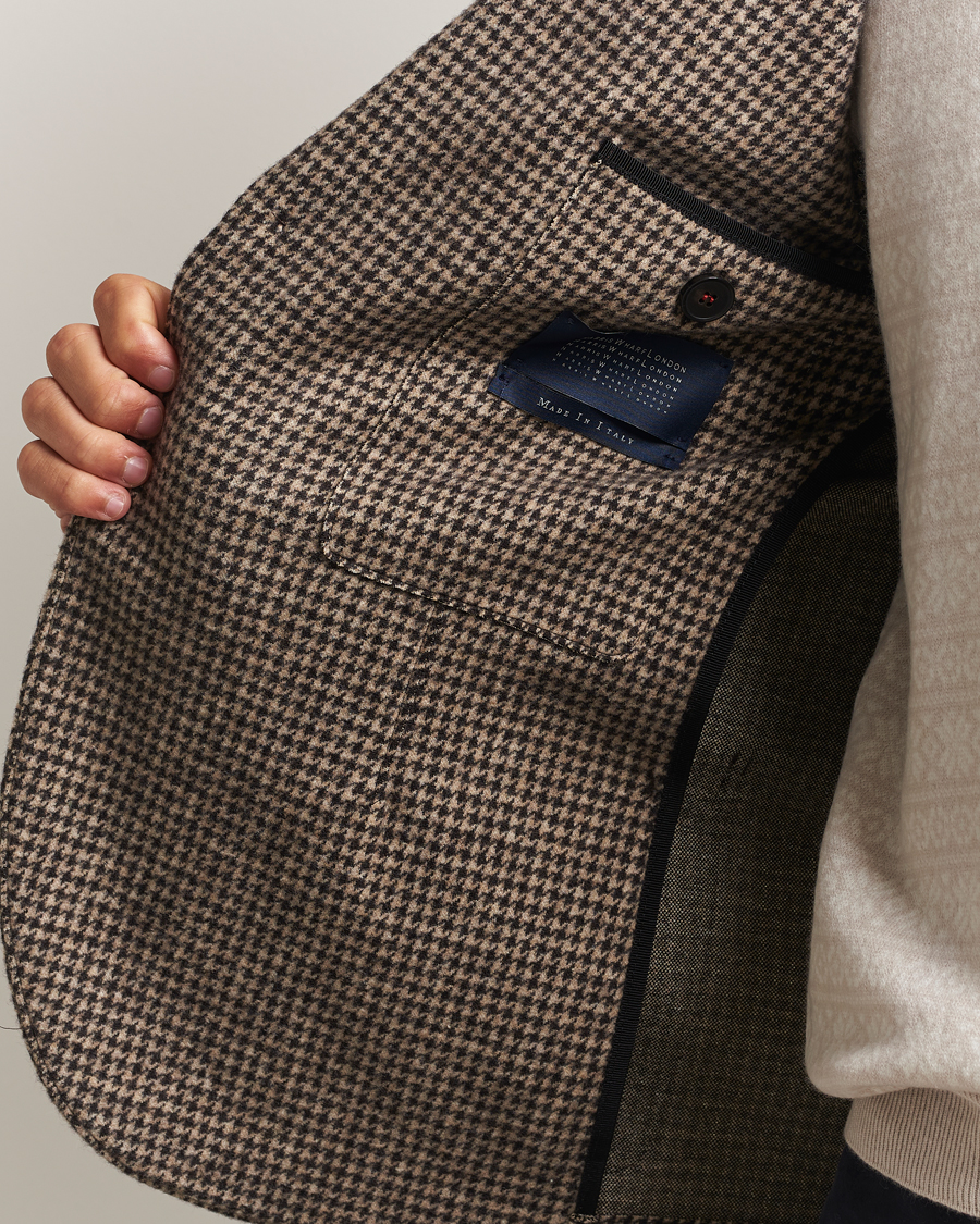 Herr | Kavajer | Harris Wharf London | Two Button Houndstooth Blazer Beige