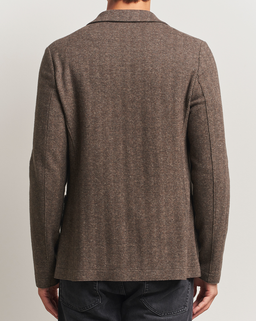 Herr | Kavajer | Harris Wharf London | Two Button Herringbone Blazer Brown