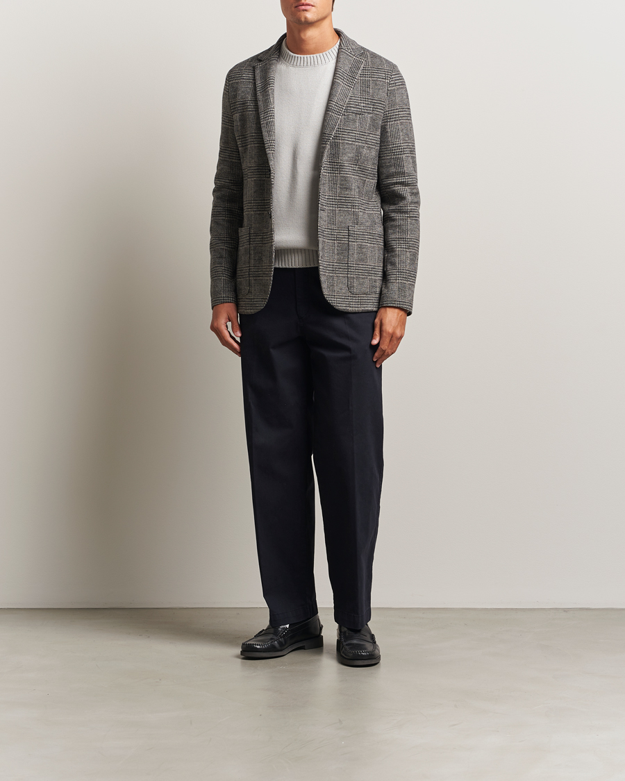 Herr | Kavajer | Harris Wharf London | Two Button Loro Piana Checked Wool Blazer Black/White