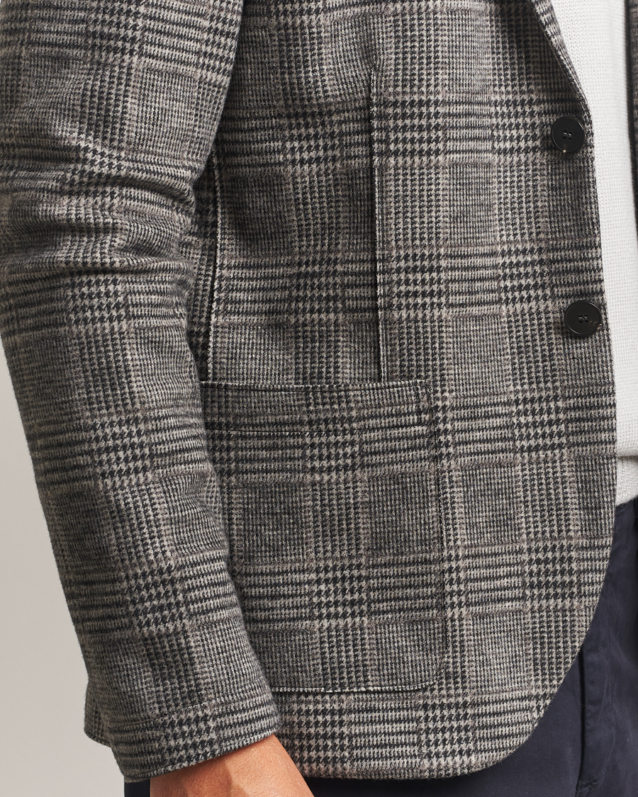 Herr | Kavajer | Harris Wharf London | Two Button Loro Piana Checked Wool Blazer Black/White