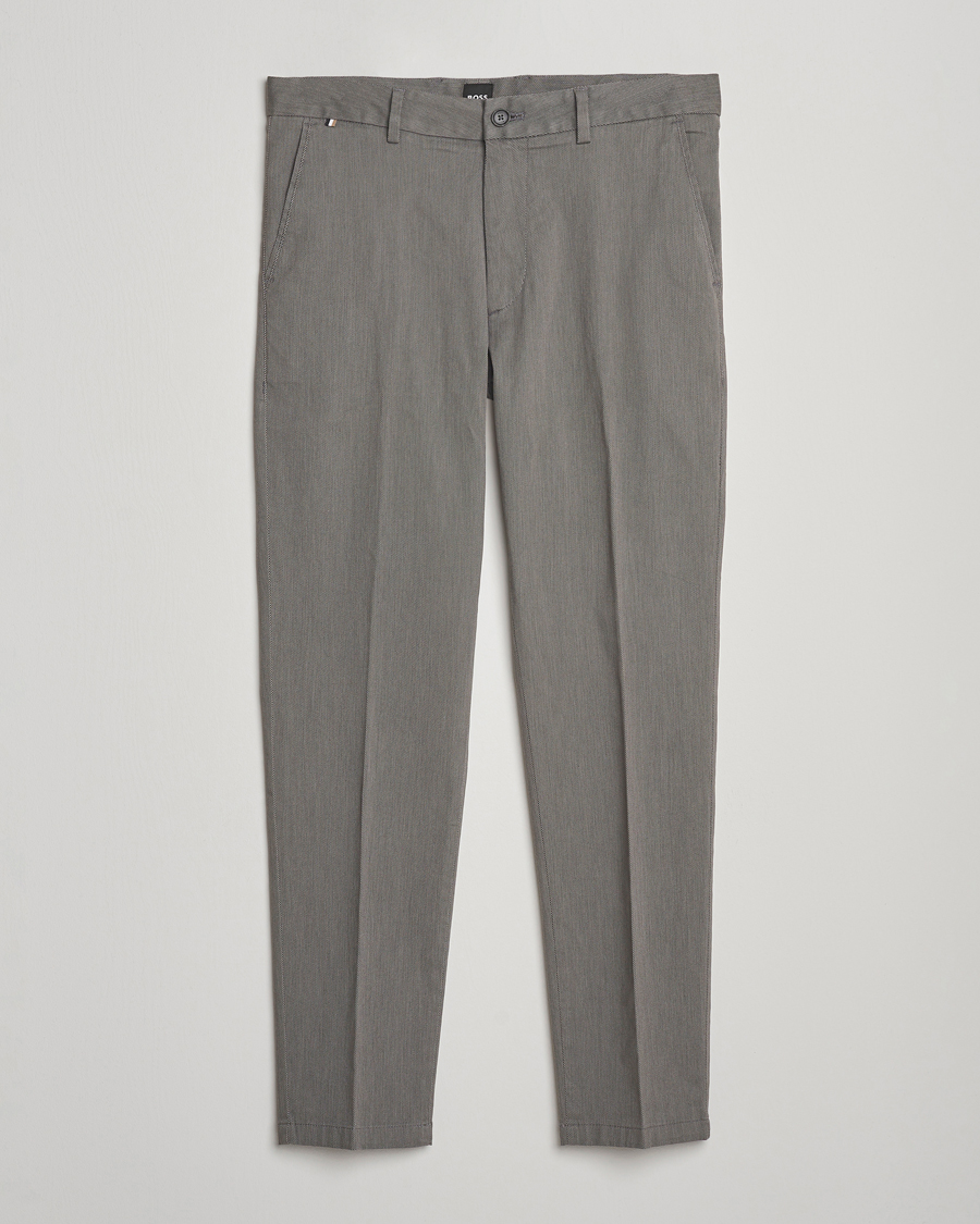 Herr | Byxor | BOSS BLACK | Kane Brushed Cotton Pleated Trousers Dark Grey
