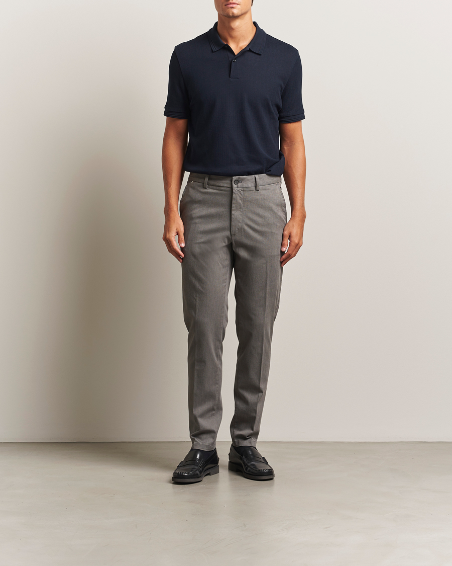 Herr | Byxor | BOSS BLACK | Kane Brushed Cotton Pleated Trousers Dark Grey