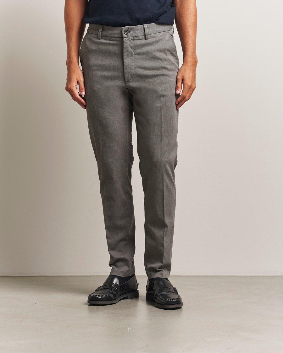 Herr | Byxor | BOSS BLACK | Kane Brushed Cotton Pleated Trousers Dark Grey