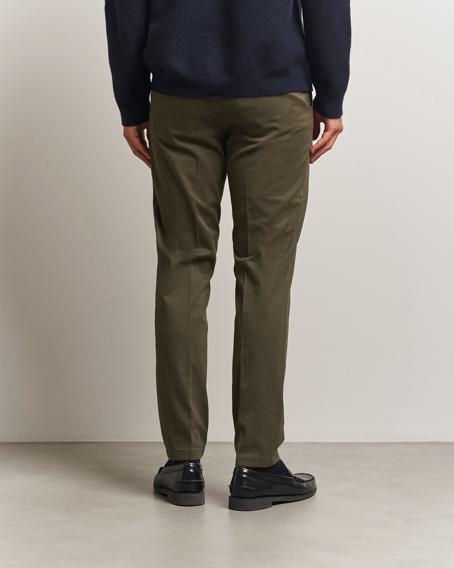 Herr | Byxor | BOSS BLACK | Kane Brushed Cotton Pleated Trousers Open Green
