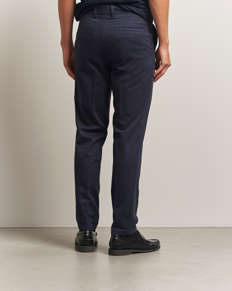 Herr | Byxor | BOSS BLACK | Kane Brushed Cotton Pleated Trousers Dark Blue