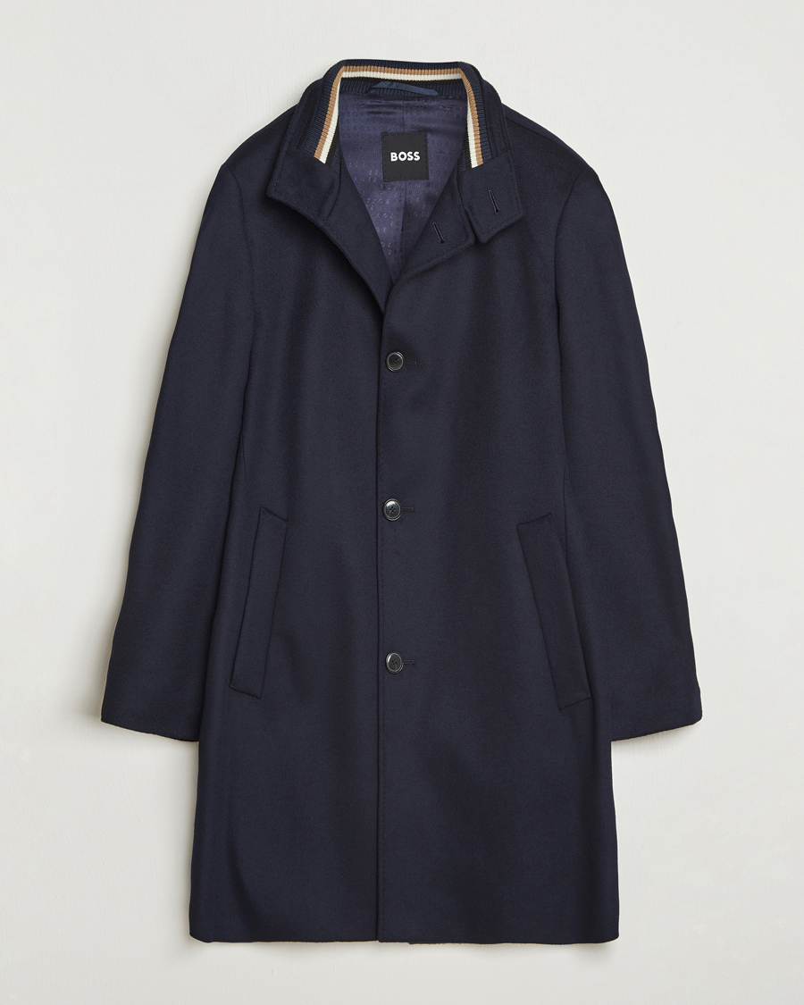 Herr | Jackor | BOSS BLACK | Hyde Stand Up Collar Coat Dark Blue