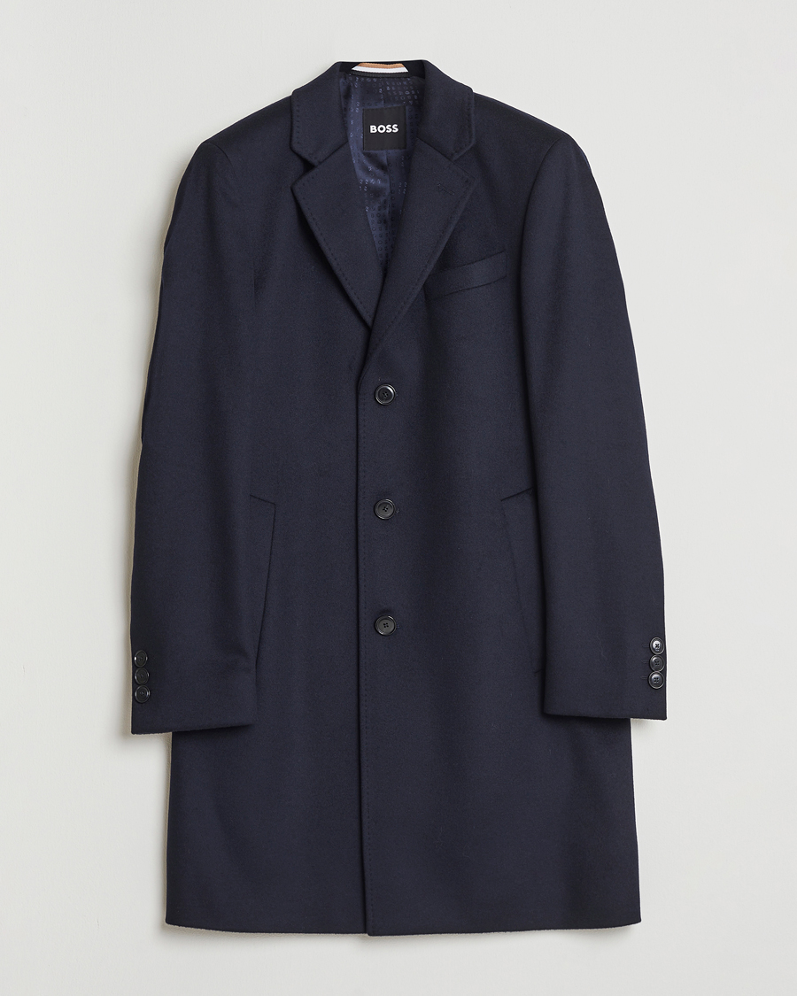 Herr | Jackor | BOSS BLACK | Hyde Wool Coat Dark Blue