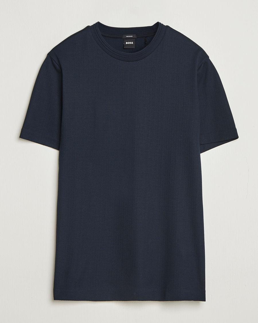 Herr | T-Shirts | BOSS BLACK | Thompson Structured Crew Neck T-Shirt Dark Blue