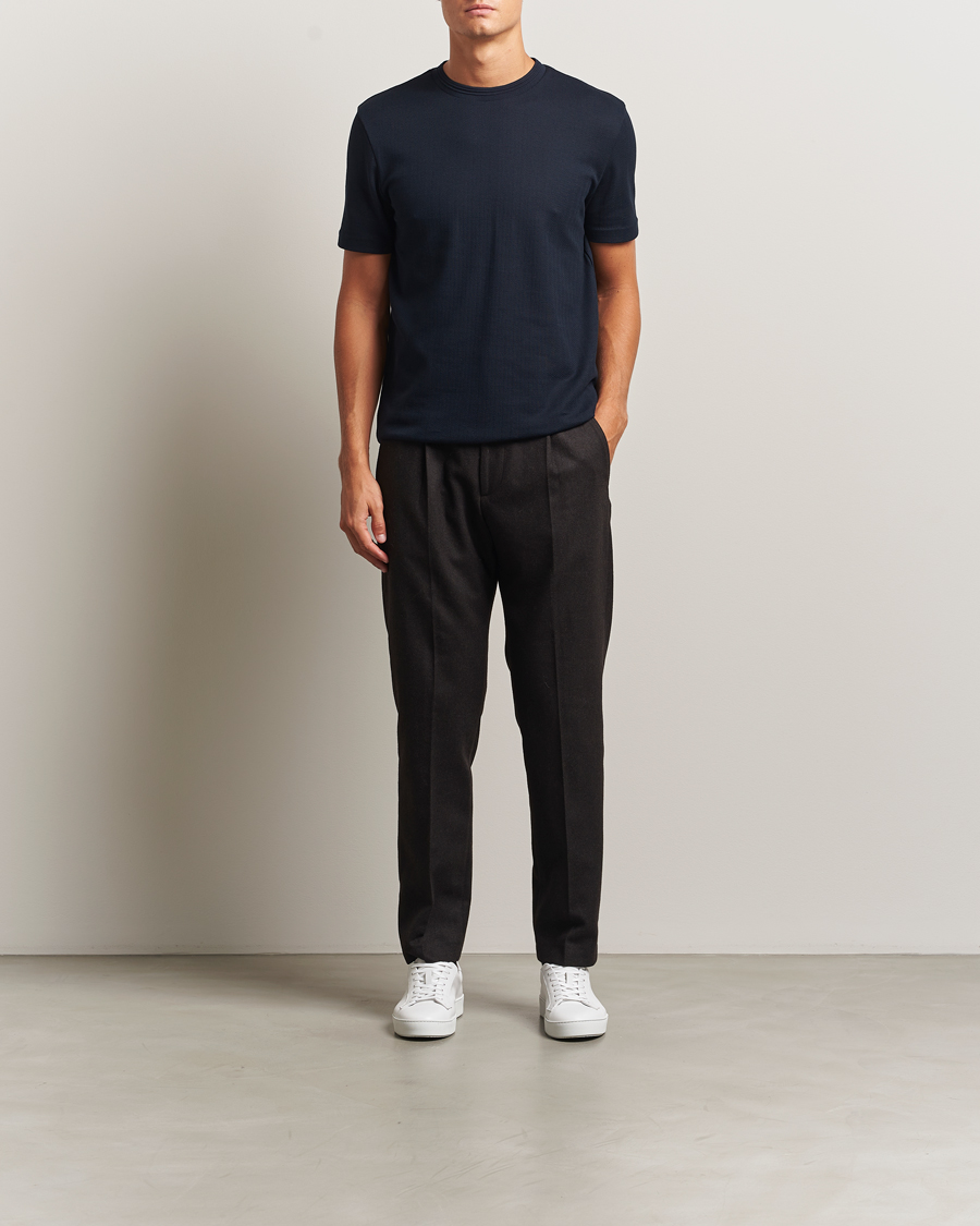 Herr | T-Shirts | BOSS BLACK | Thompson Structured Crew Neck T-Shirt Dark Blue