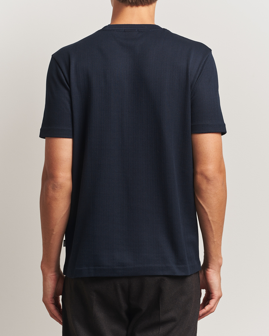 Herr | T-Shirts | BOSS BLACK | Thompson Structured Crew Neck T-Shirt Dark Blue
